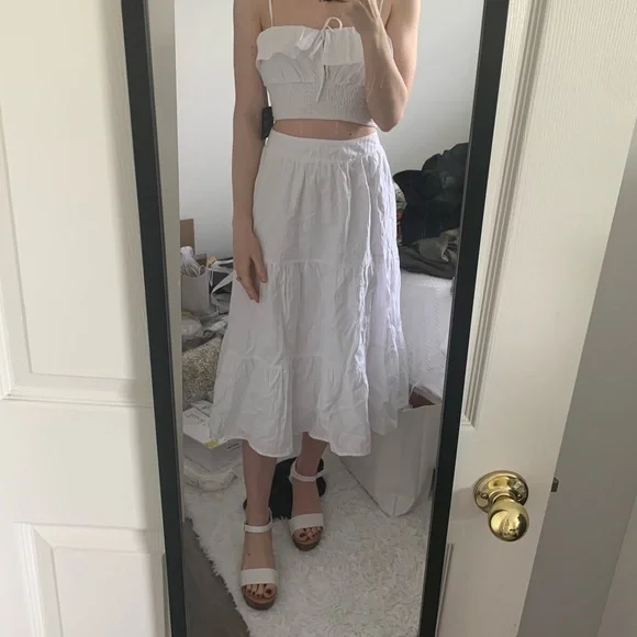 white two piece midi dress White Midi Dress | Two Piece Mini Dress